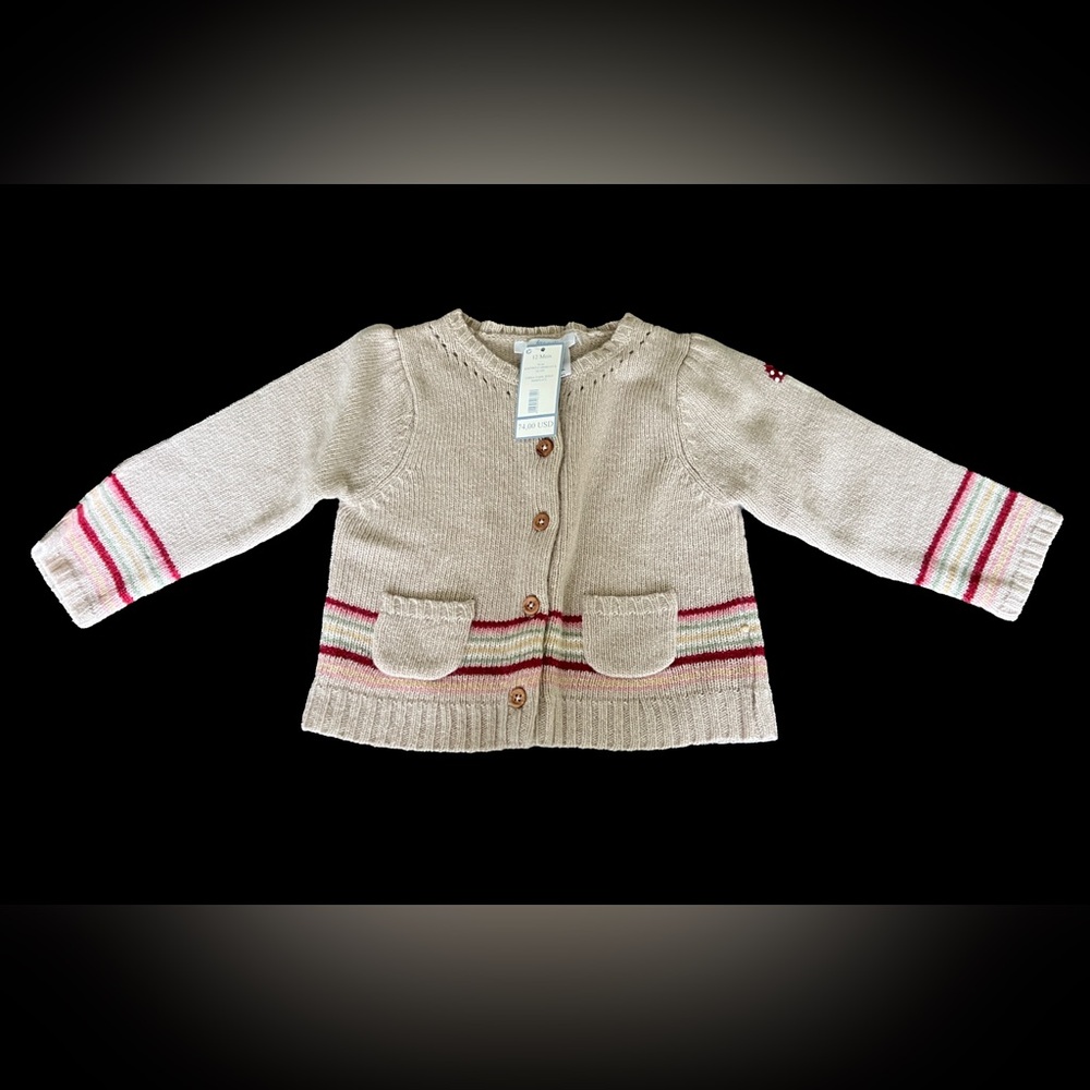 Jacadi Beige Cardigan with Stripes